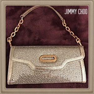 🆕 Jimmy Choo Champagne Glitter Tilsa Clutch  $695